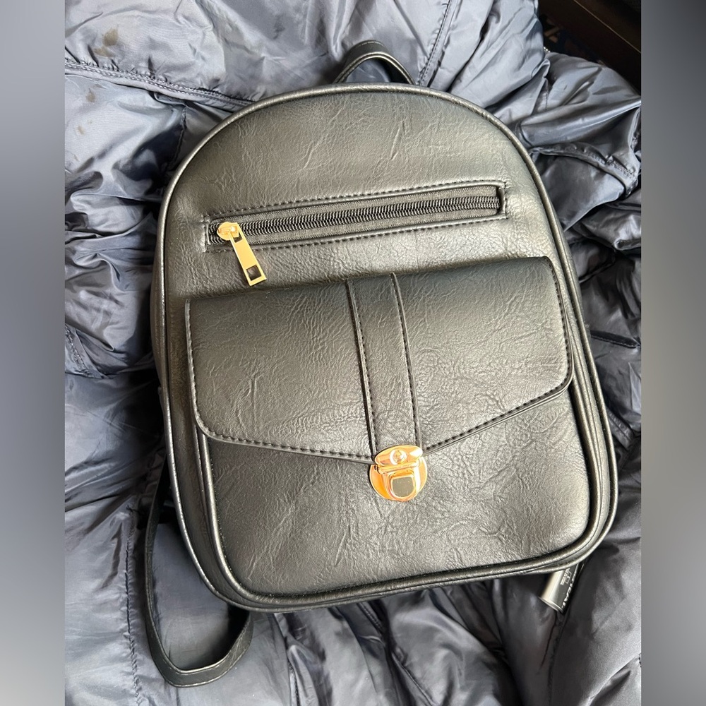 Malibu Skye Zoey Solid Black Backpack with Front Pocket